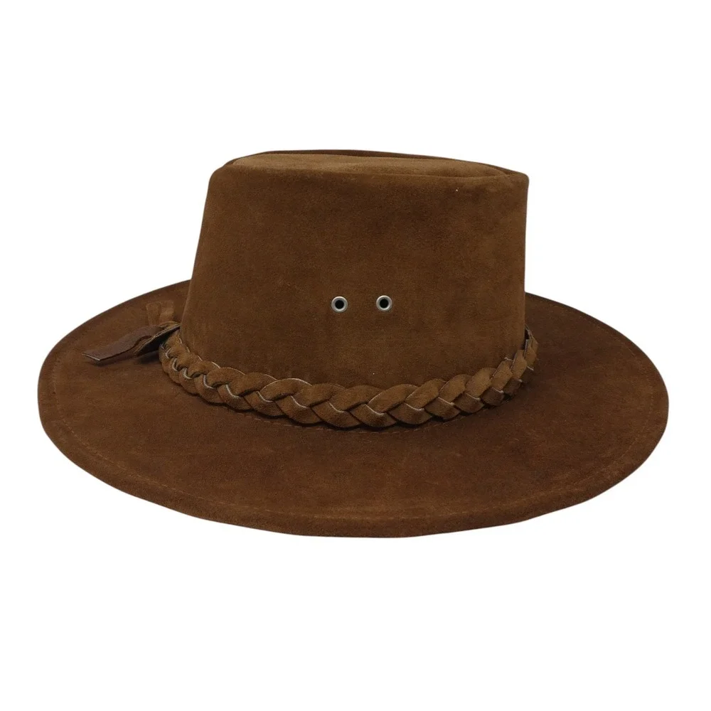 Country Leather Australian Original Outback Hat Unisex Medium Brown Suede